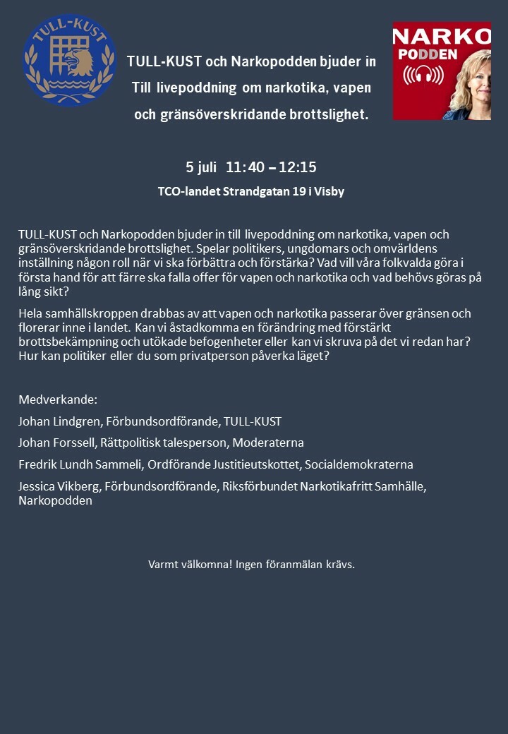 Almedalen inbjudan narkopodden 2022 v 1